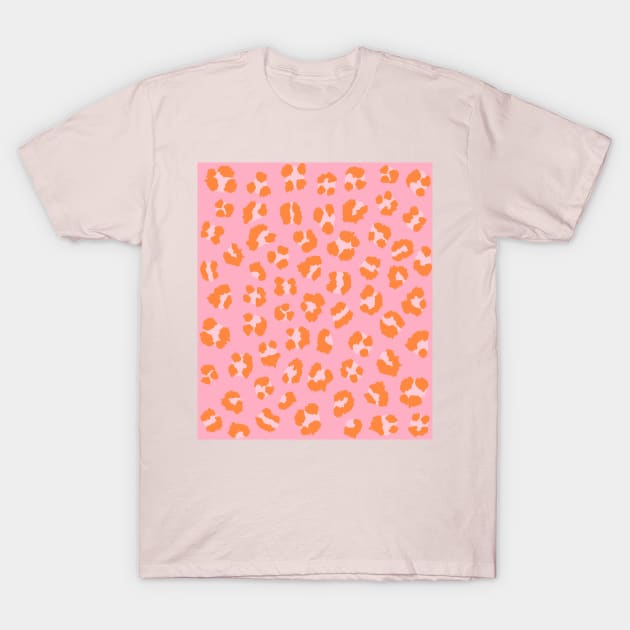 Leopard Cheetah Spots Print in Pink and Orange T-Shirt by OneThreeSix